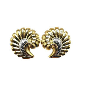 Joan Rivers Gold Silver Tone Shell Post Earrings Vintage